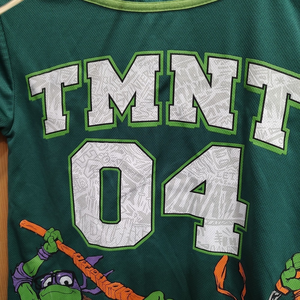 Teenage Mutant Ninja Turtles Green Boys Baseball Jersey Shirt Shorts Sz 6/7 TNT - Picture 6 of 9